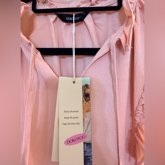 NWT Dokotoo Chic Pink Ruffled Casual Dress - Picture 2 of 6
